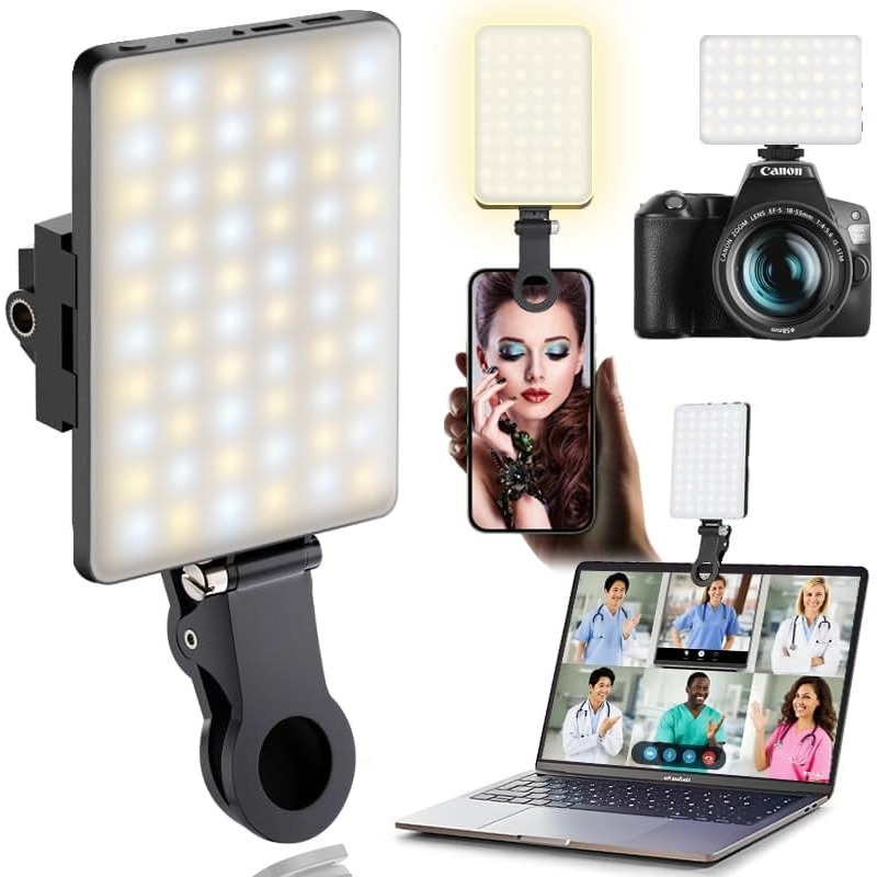 Photography Lighting Professional - LED 휴대용 클립형 셀카 조명; 화상