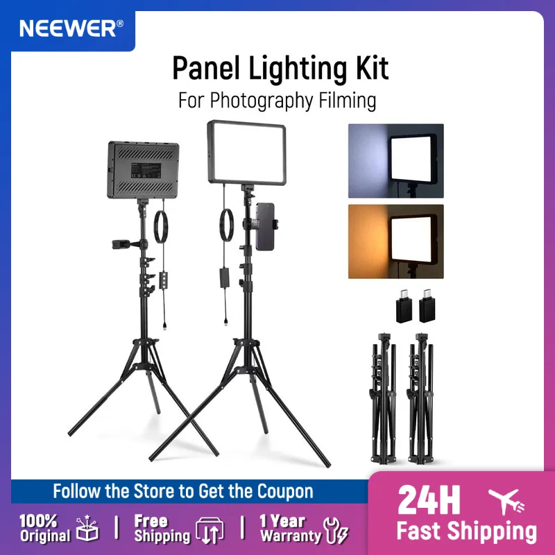 NEEWER BASICS 2팩 LED 비디오 라이트 패 - Photography Lighting Kit Neewer 리뷰 및 가격